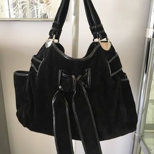 Kooba Black Suede Patent Leather Trim